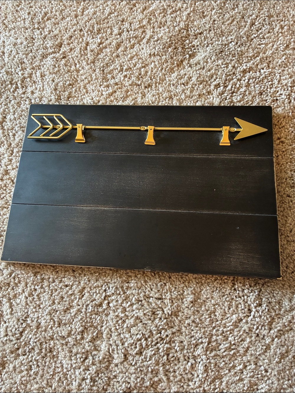 Black Wood Arrow Wall Key Holder with Gold Hooks